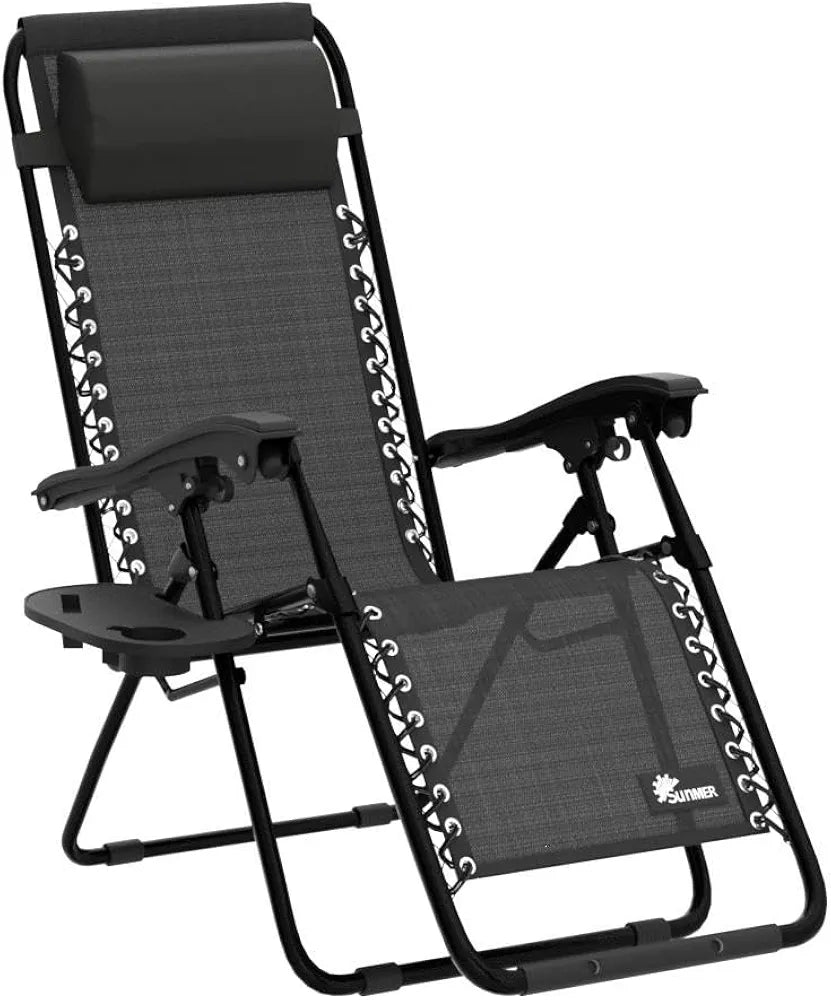 Sun Lounger Garden Chairs with Cup and Phone Holder