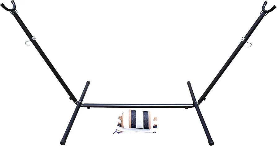 Double Cotton Hammock with Heavy Duty Metal Stand