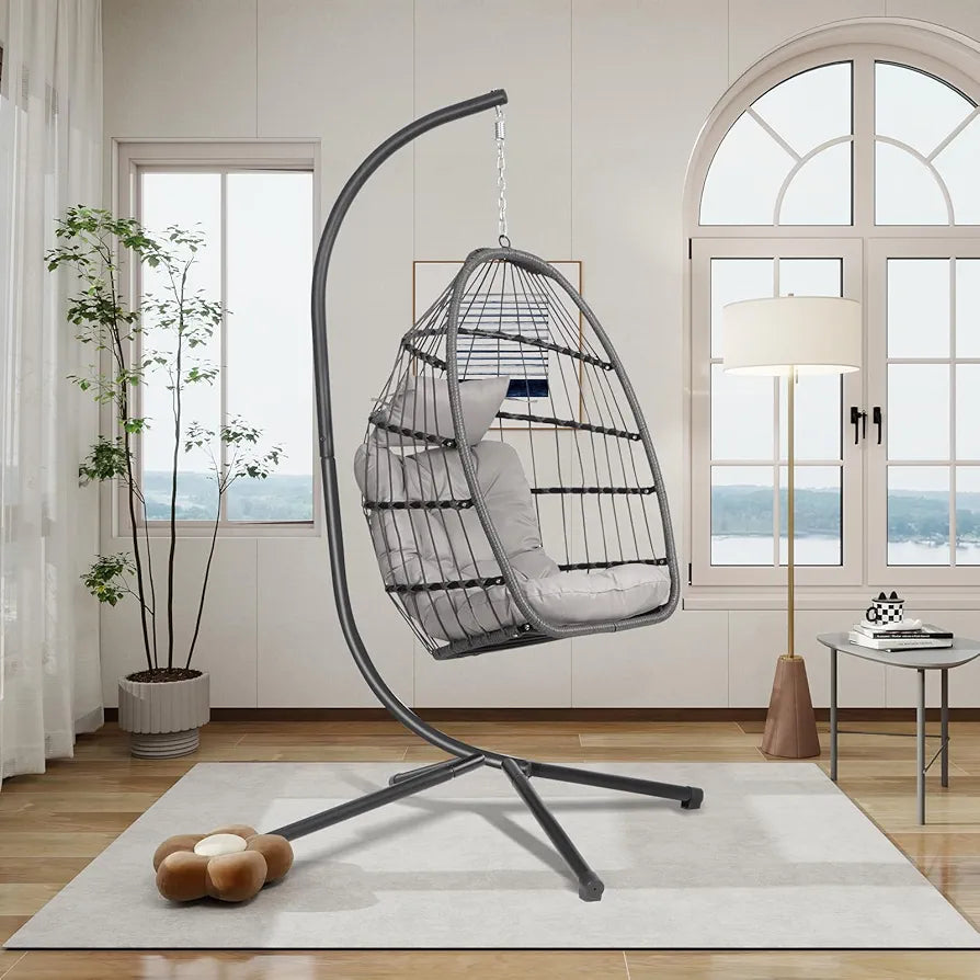 Rattan Garden Egg Swing Chair with Stand