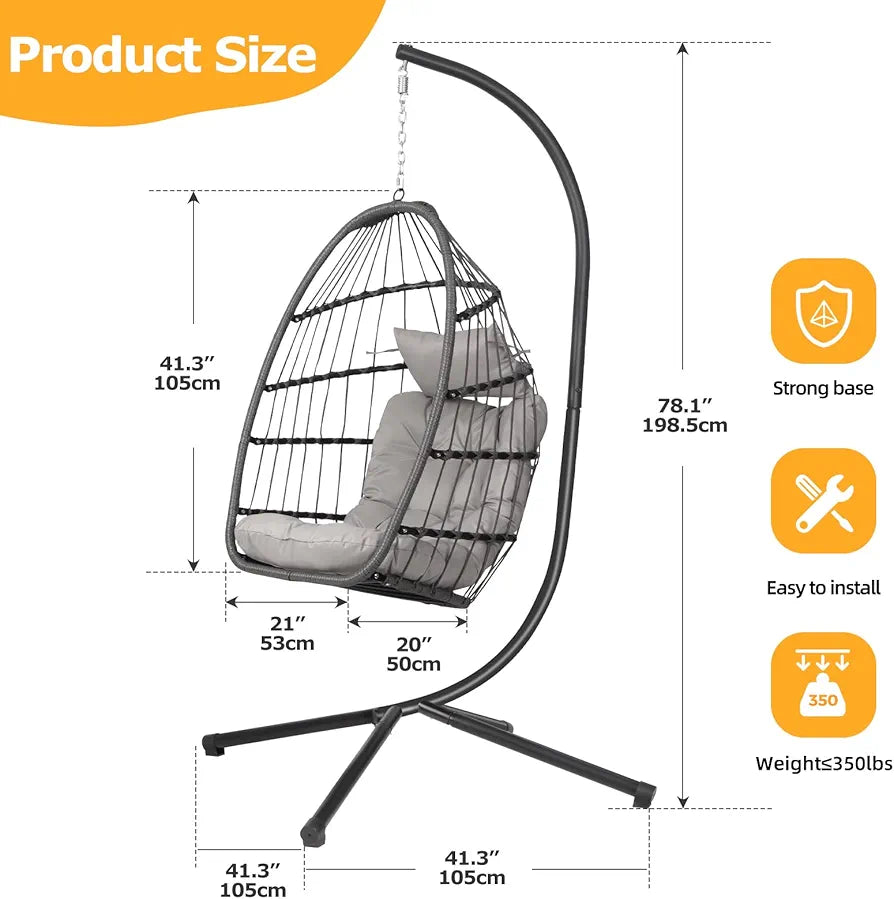 Rattan Garden Egg Swing Chair with Stand