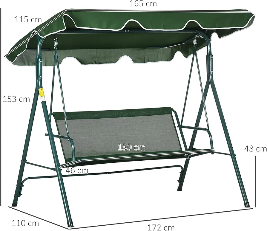 3-Seater Garden Swing Chair with Adjustable Canopy