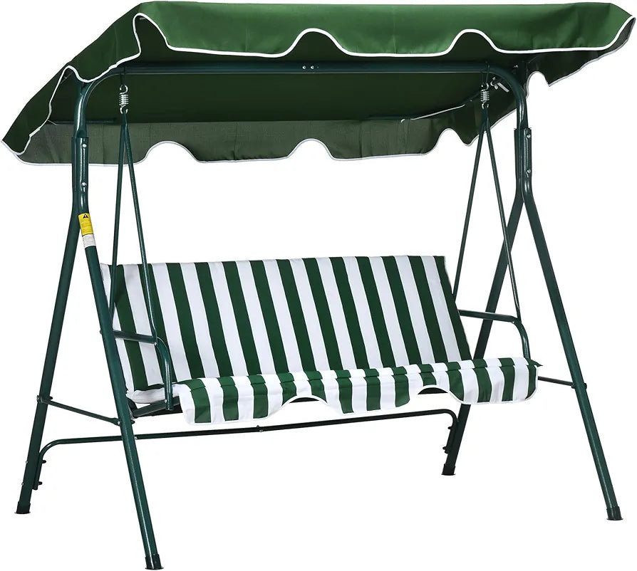 3-Seater Garden Swing Chair with Adjustable Canopy