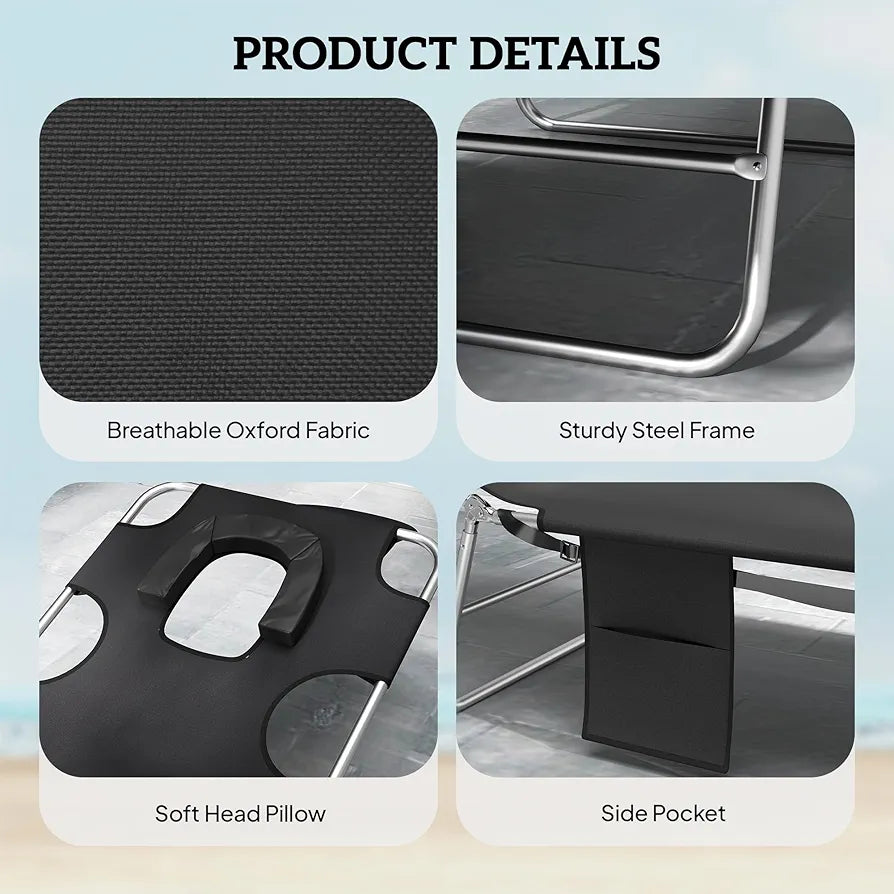 Foldable Sun Lounger Set with Adjustable Backrest