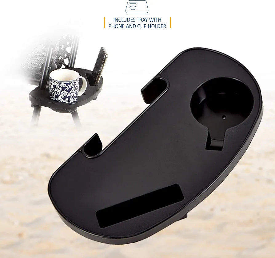 Sun Lounger Garden Chairs with Cup and Phone Holder