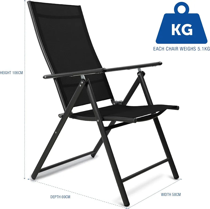 7-Position Folding Garden Recliner Set