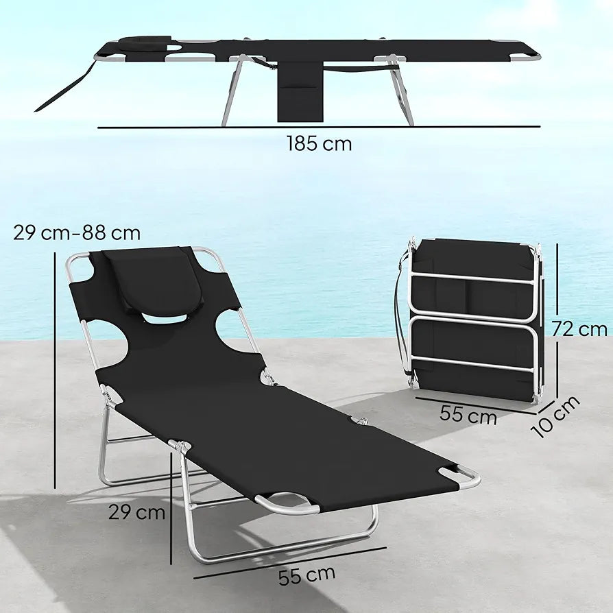 Foldable Sun Lounger Set with Adjustable Backrest
