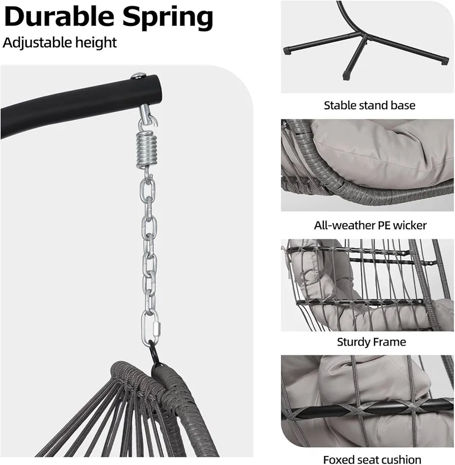 Rattan Garden Egg Swing Chair with Stand