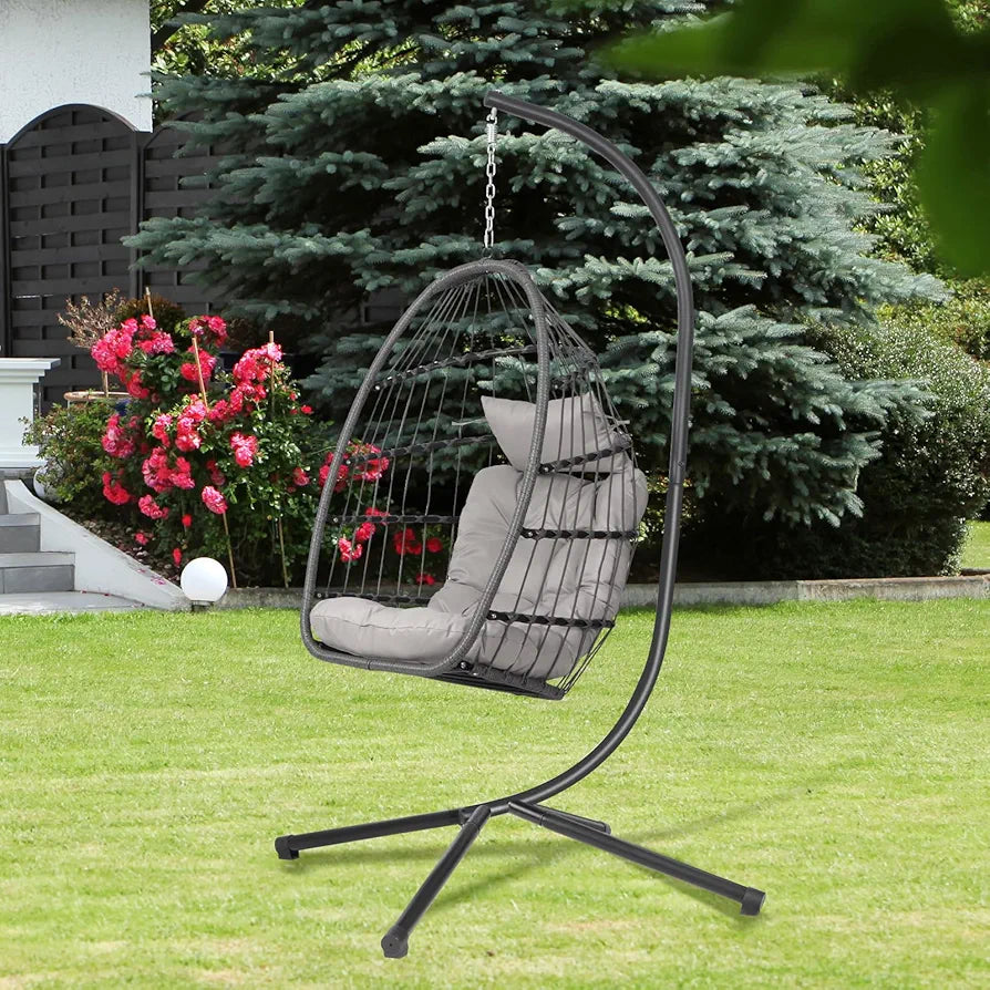 Rattan Garden Egg Swing Chair with Stand