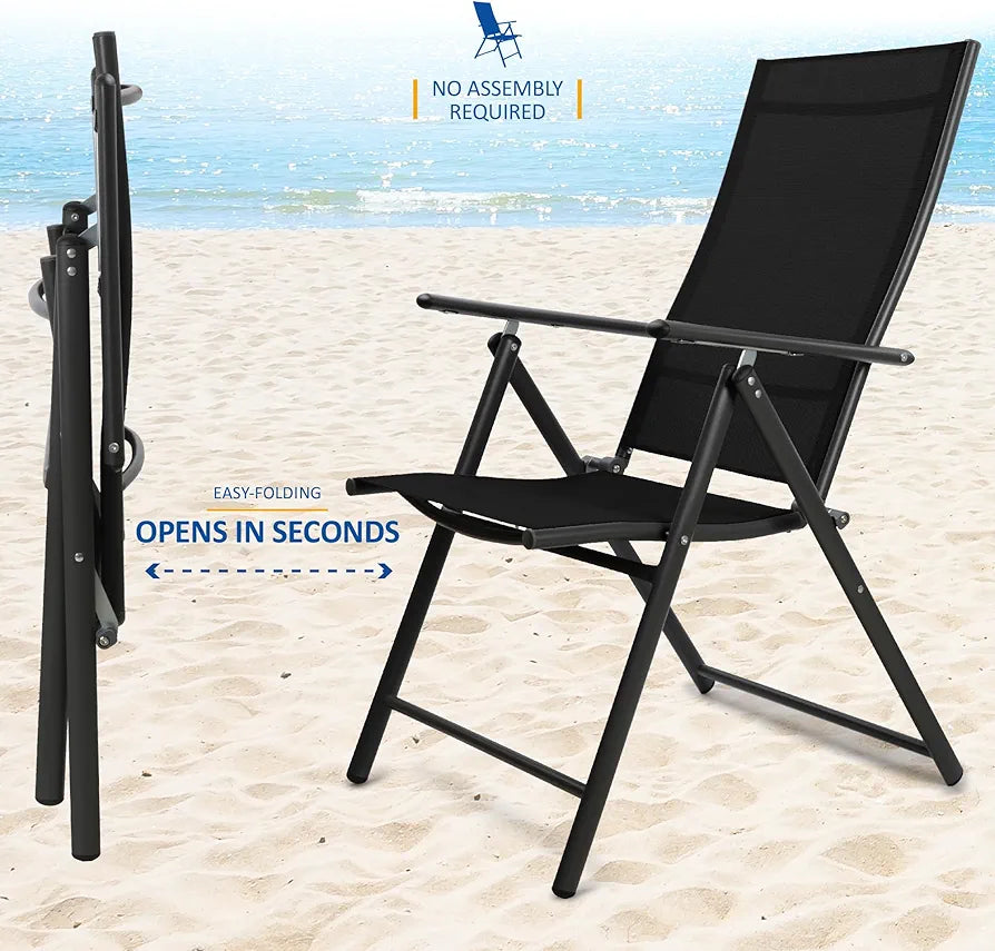 7-Position Folding Garden Recliner Set