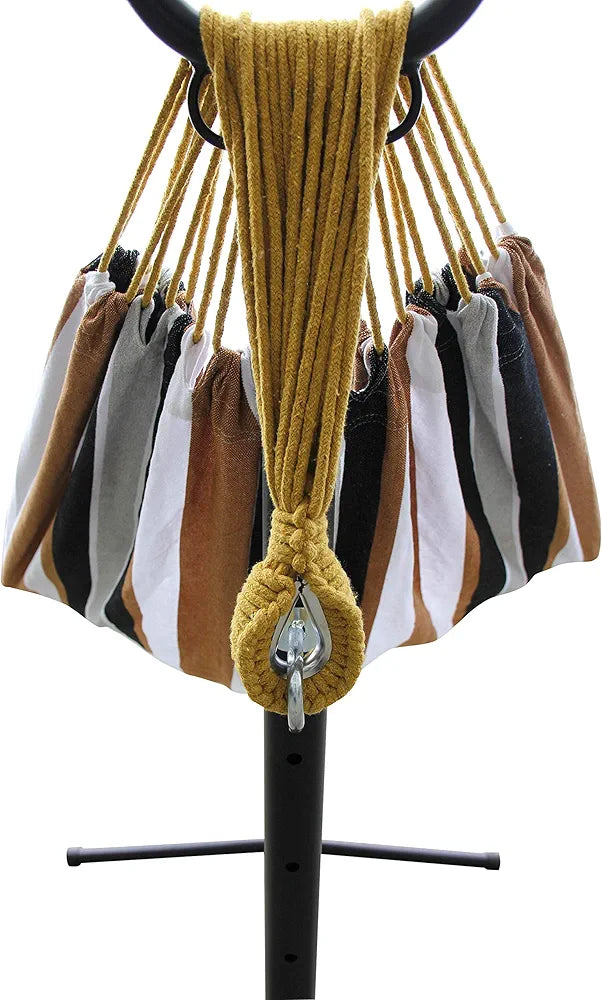 Double Cotton Hammock with Heavy Duty Metal Stand