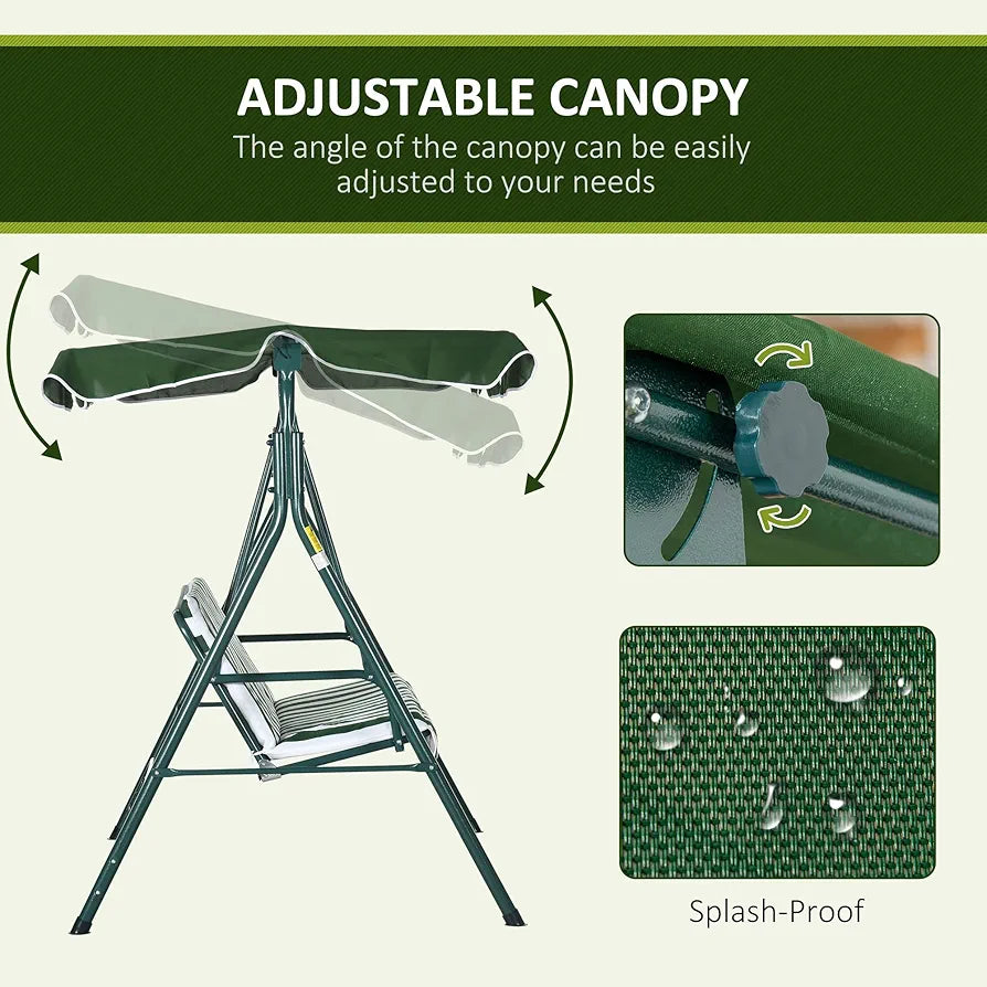 3-Seater Garden Swing Chair with Adjustable Canopy