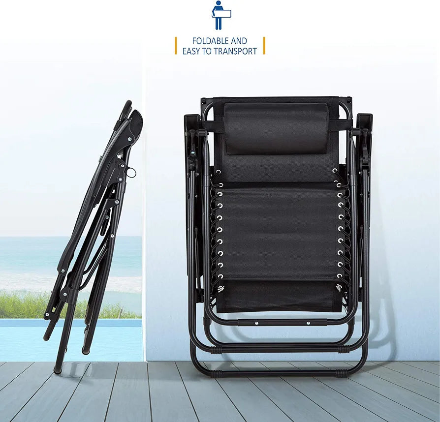 Sun Lounger Garden Chairs with Cup and Phone Holder