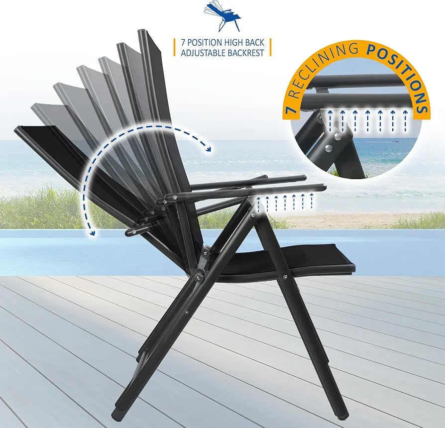 7-Position Folding Garden Recliner Set