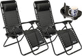 Sun Lounger Garden Chairs with Cup and Phone Holder