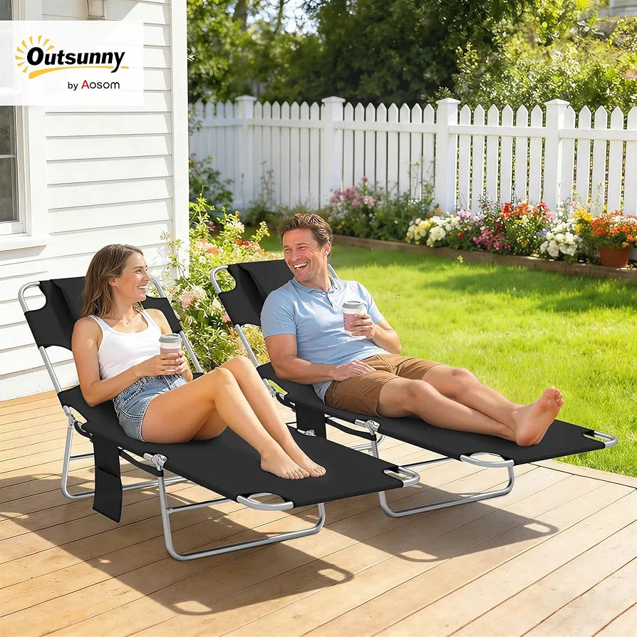 Foldable Sun Lounger Set with Adjustable Backrest