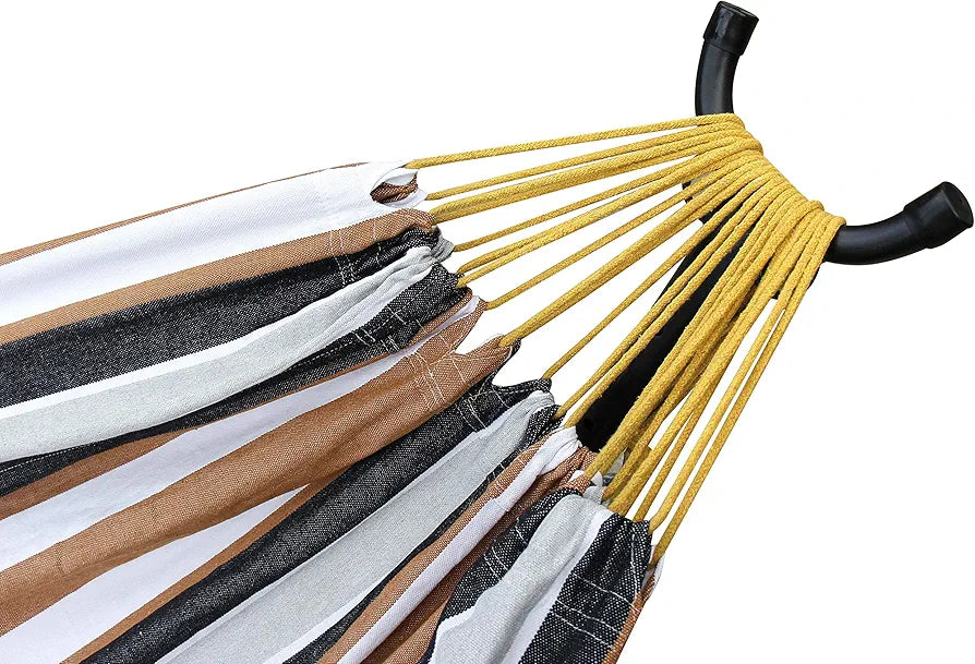 Double Cotton Hammock with Heavy Duty Metal Stand