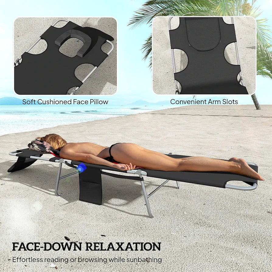 Foldable Sun Lounger Set with Adjustable Backrest