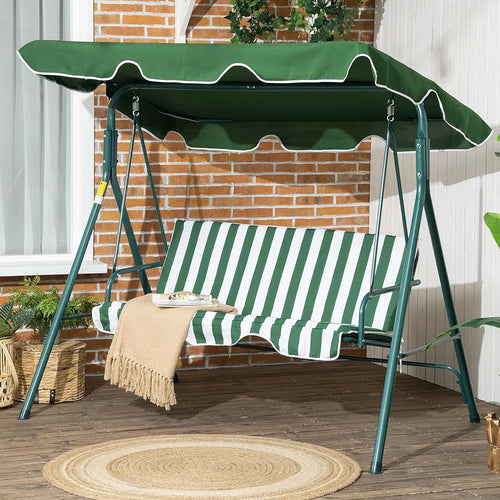3-Seater Garden Swing Chair with Adjustable Canopy